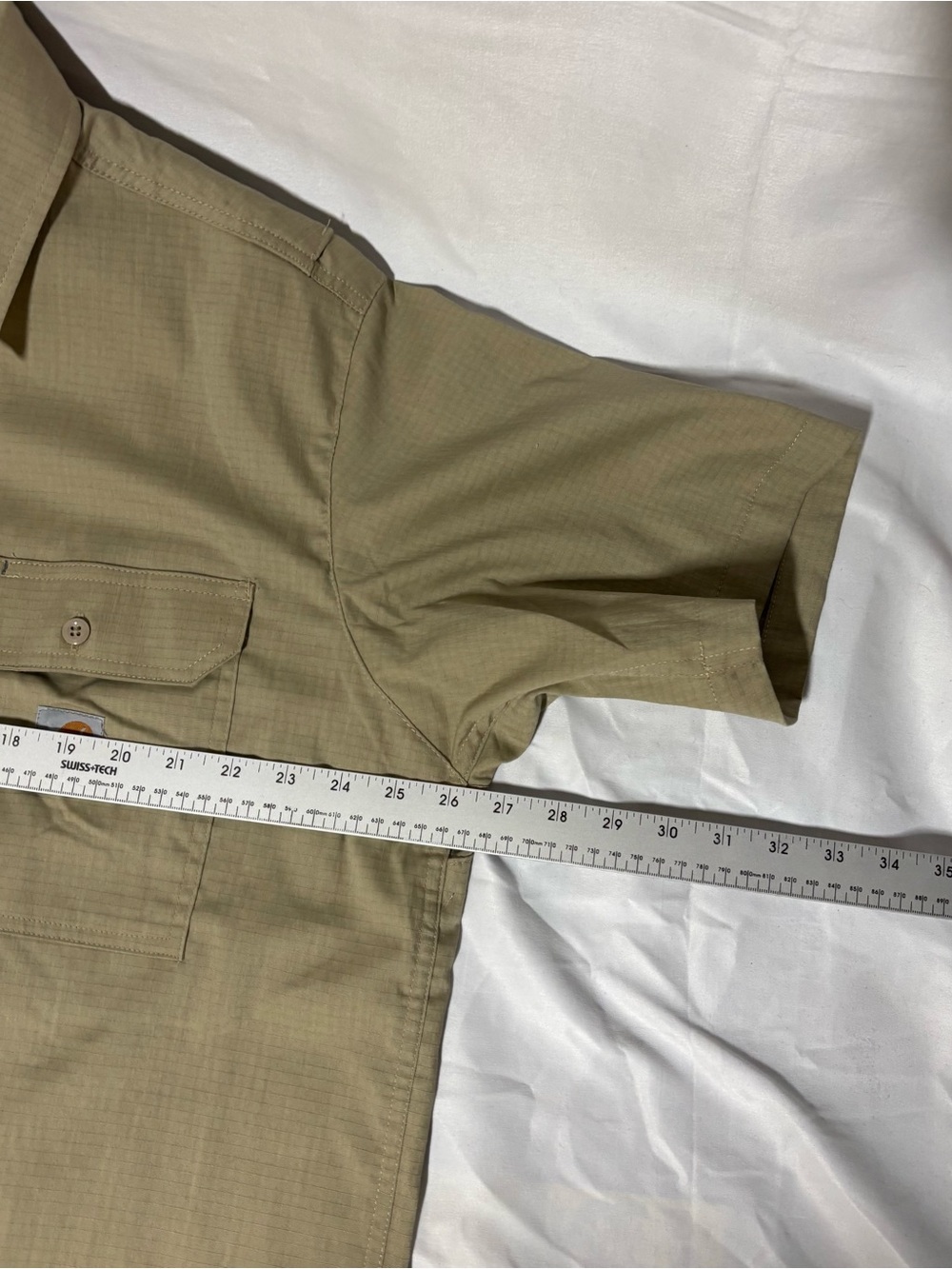 Carhartt Ripstop Utility Work Shirt Khaki Short Sleeve Men's XL - Picture 5 of 6